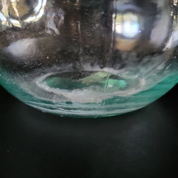 Vtg Blown Green Glass Bottle Wire Bail  Porcelain Stopper Made in Italy, Rustic - Picture 10 of 10